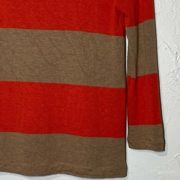 ✅ J.CREW Rugby Stripe Boatneck Top Shirt Orange Tan Top Sz XXS - Picture 6 of 10